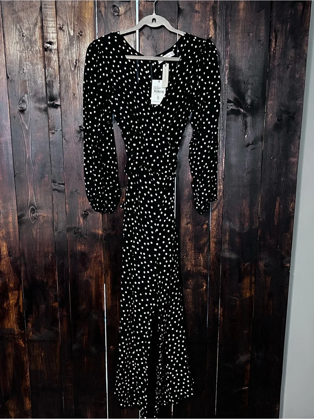 Anthropologie Black Polka Dot Wrap Jumpsuit NWT - Picture 4 of 9